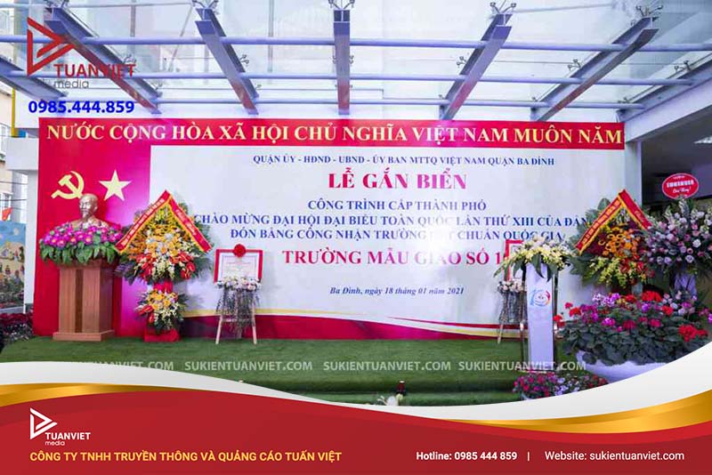 lễ gắn biển trường mầm non số 10