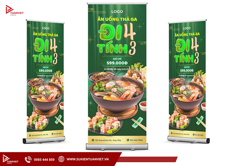 mẫu standee khai trương nhà hàng đẹp