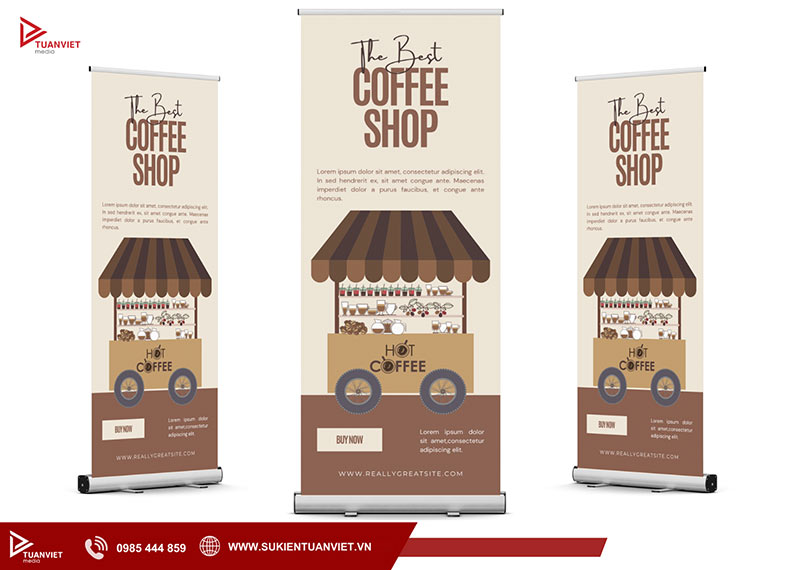 standee khai trương quán cà phê trà sữa