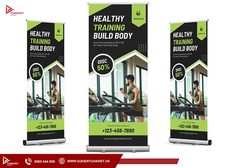standee khai trương phòng tập gym