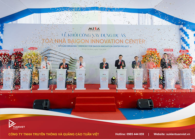 backdrop sự kiện khởi công động thổ 