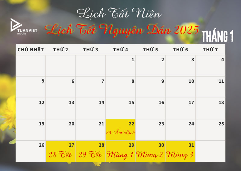 lịch tất niên 2024
