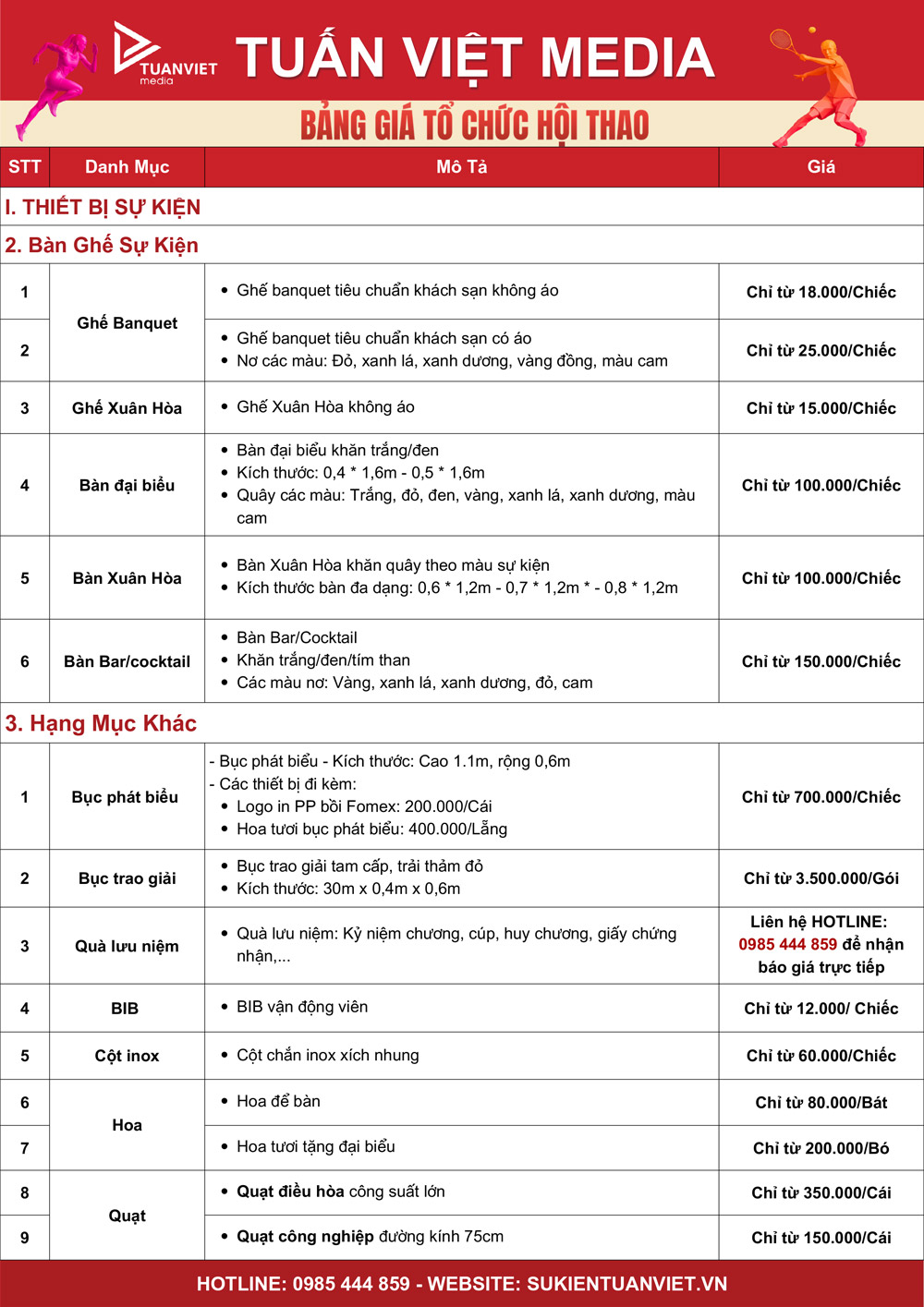 báo giá tổ chức hội thao trọn gói