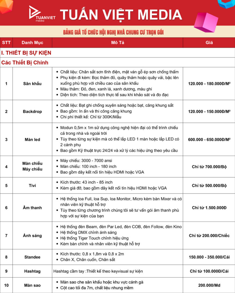 báo giá tổ chức hội nghị nhà chung cư