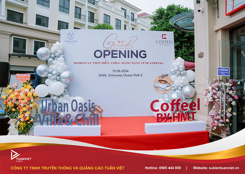 setup lễ khai trương quán cafe