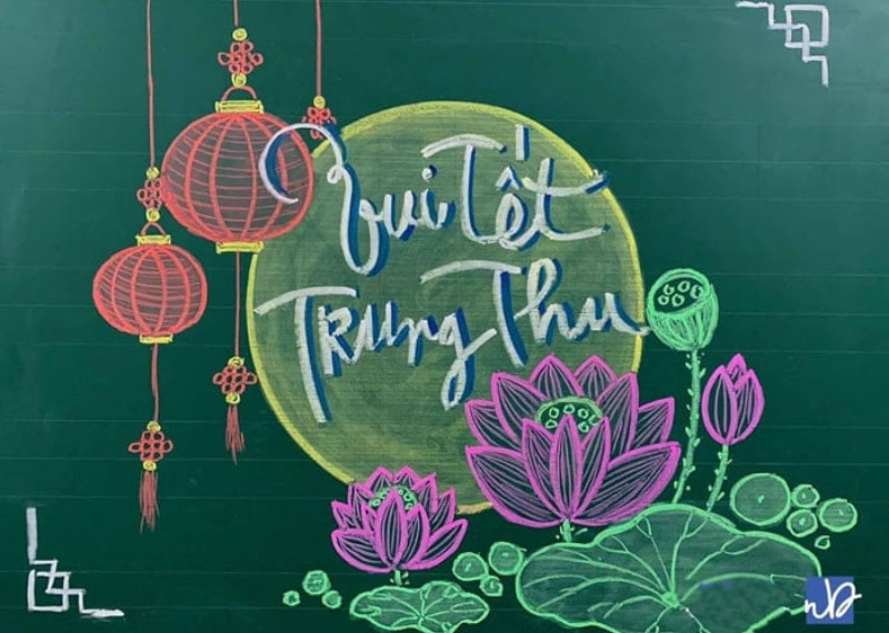 trang trí trung thu bằng bảng đen