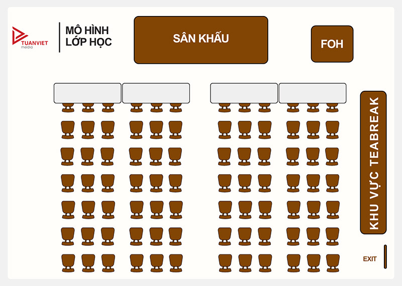 cách sắp xếp chỗ ngồi mô hình lớp học khi tổ chức sự kiện