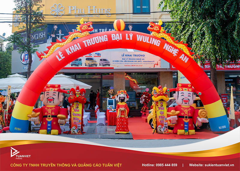 cổng hơi khai trương đẹp mắt