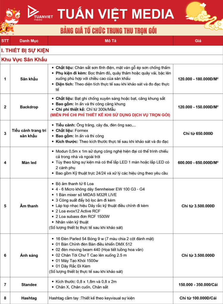 báo giá tổ chức trung thu