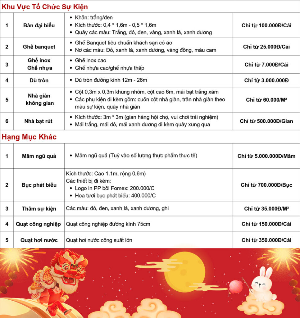 báo giá tổ chức trung thu trọn gói