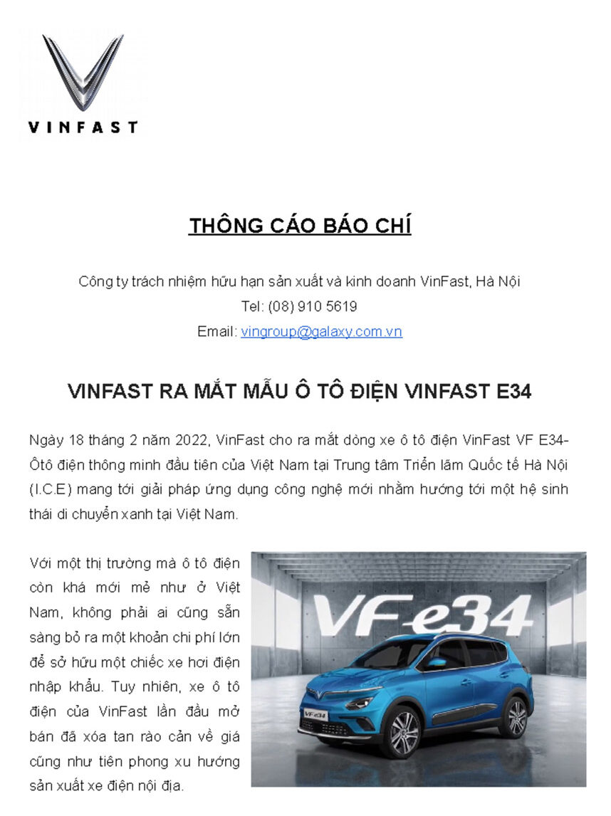 mẫu thông cáo báo chí ra mắt sản phẩm mới hay