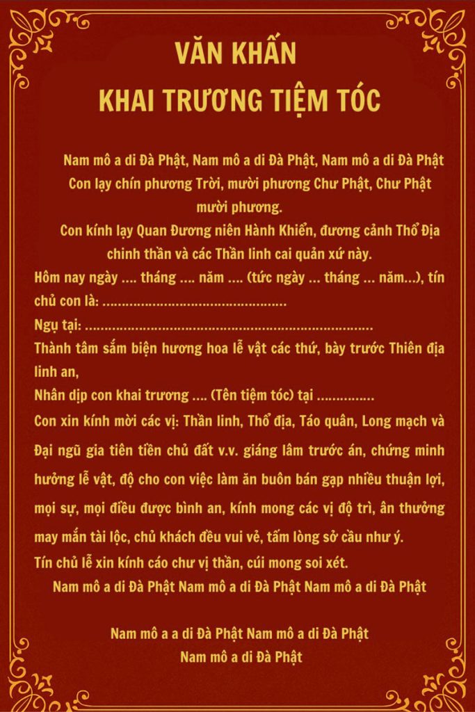 bài cúng khai trương tiệm tóc