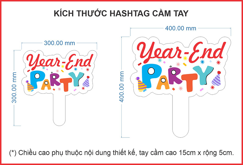 Kích thước hashtag cầm tay là bao nhiêu?