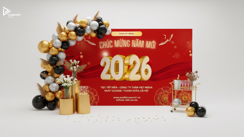 backdrop tiệc tất niên công ty