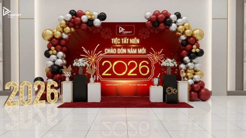 thi công backdrop tất niên