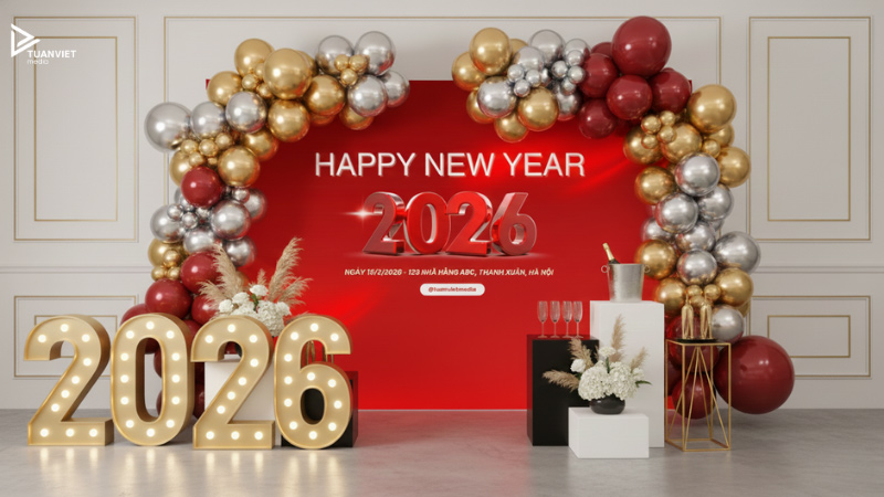 thiết kế backdrop tất niên