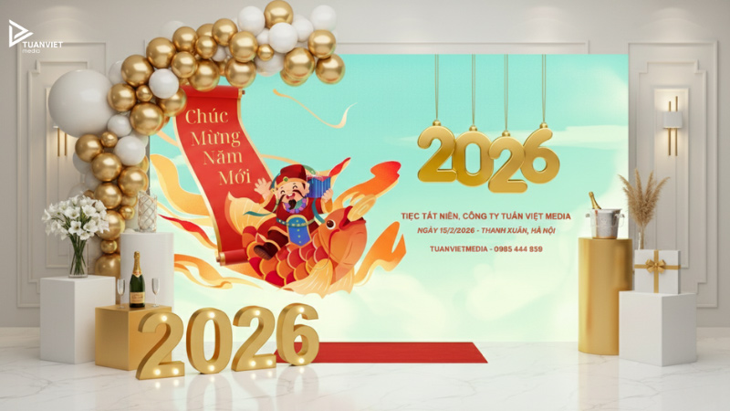 mẫu backdrop tiệc tất niên đẹp