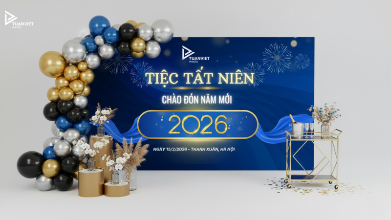 mẫu backdrop year end party