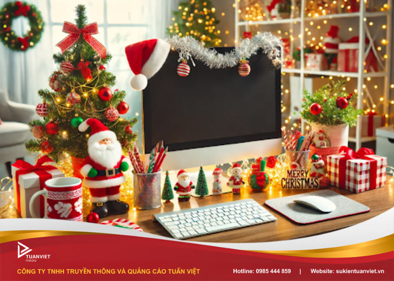 trang trí noel bàn làm việc văn phòng