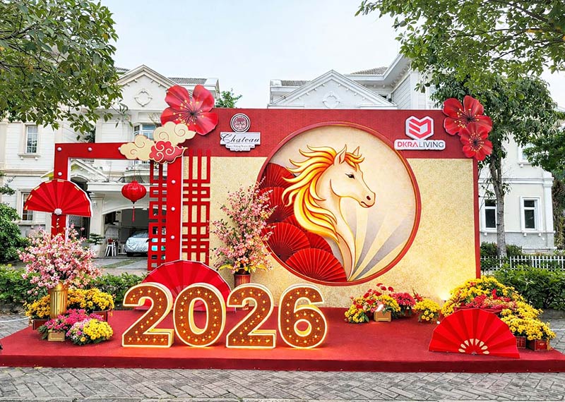 tiểu cảnh tết ngoài trời