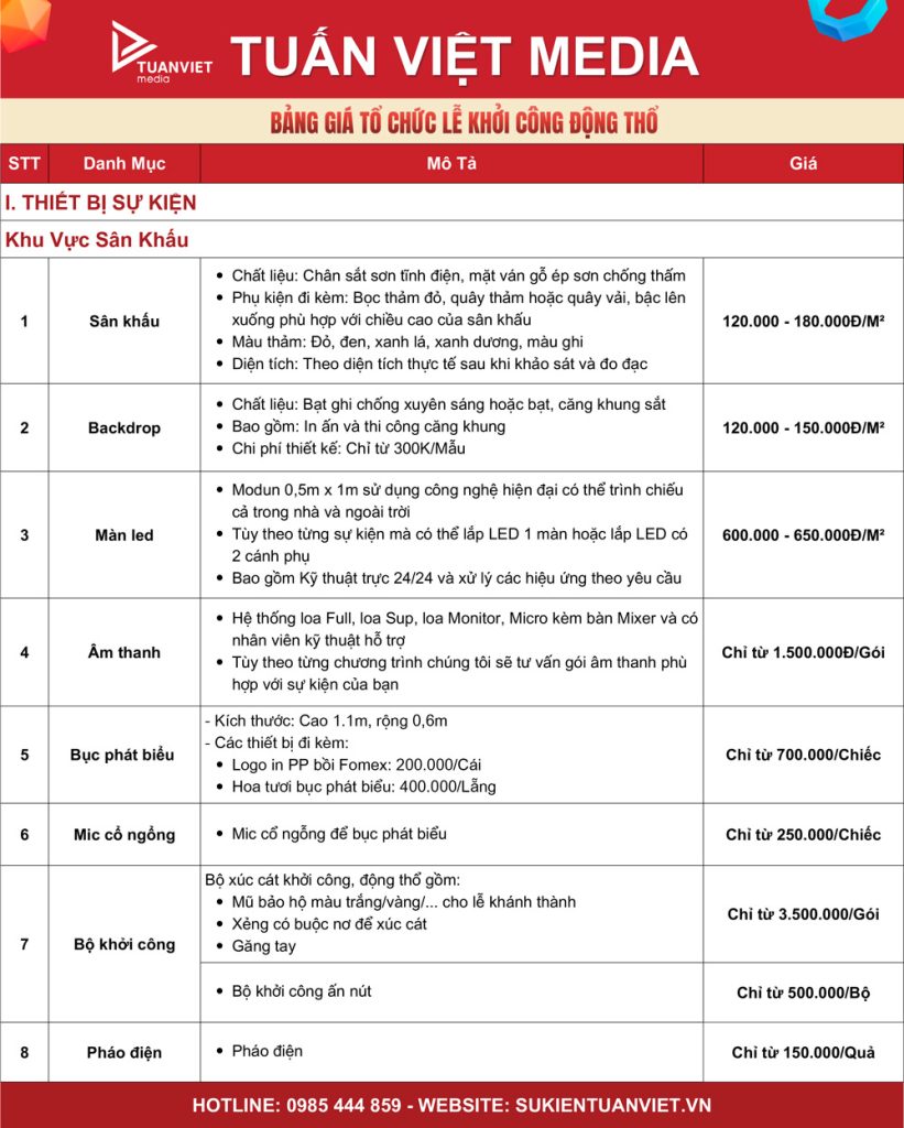 báo giá tổ chức lễ động thổ