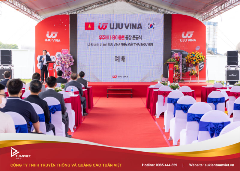 đơn vị thi công backdrop lễ khánh thành Hà Nội tuấn việt media