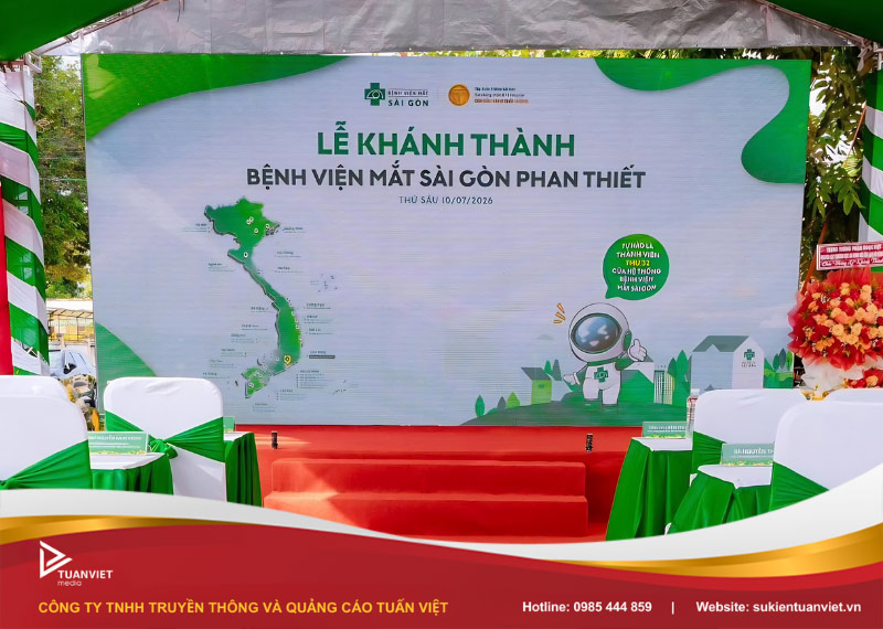 thiết kế backdrop lễ khánh thành Hà Nội