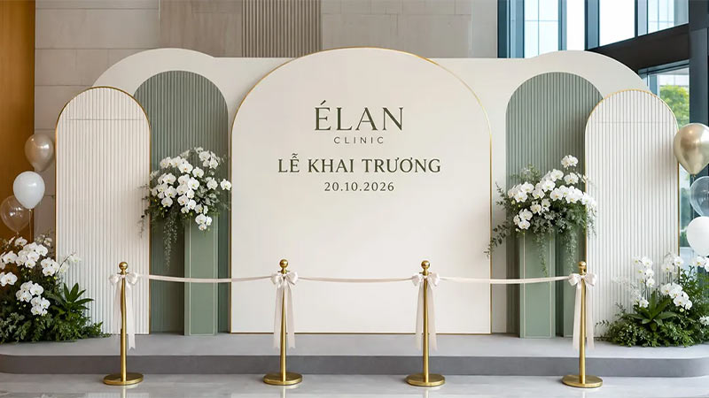 mẫu backdrop khai trương spa sang trọng