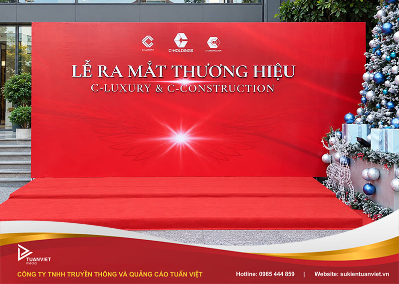 thiết kế mẫu backdrop ra mắt sản phẩm mới