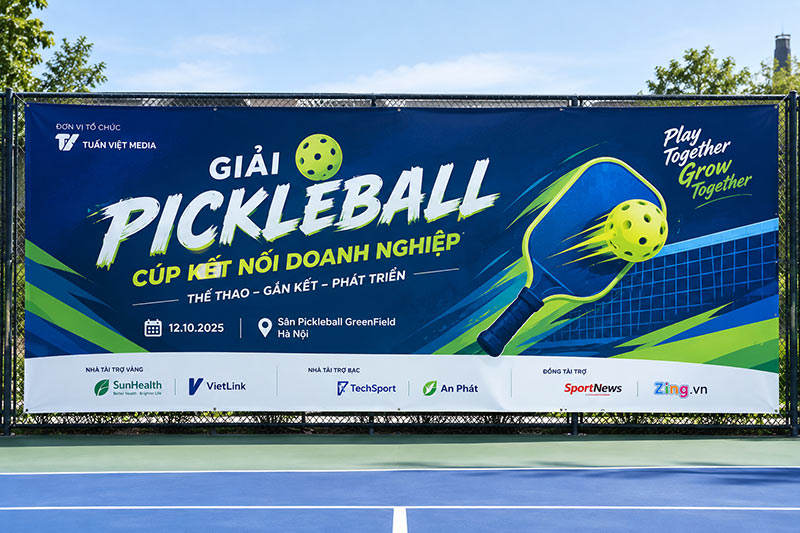 thiết kế banner giải pickleball theo yêu cầu